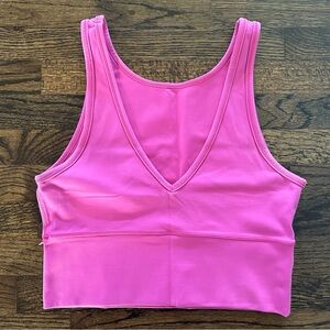 Lululemon Women Power Pivot Everlux Tank Top Size 8 Sonic Pink Cropped Crop Top